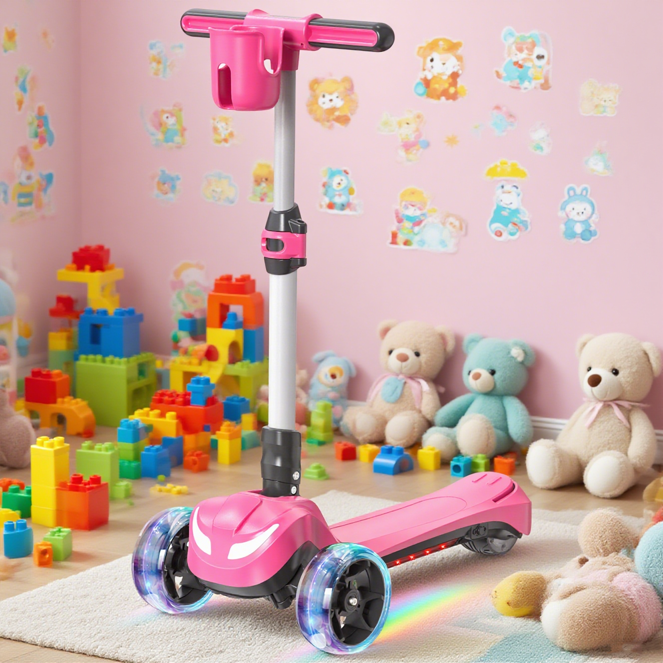 Newest Kids Scooter with Flashing Wheels, LCD Screen, Thumb Throttle!