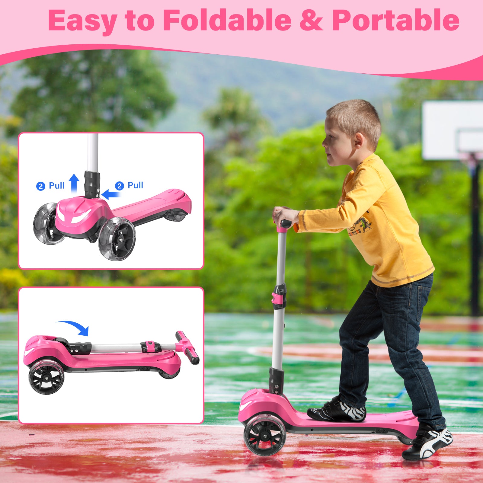 Newest Kids Scooter with Flashing Wheels, LCD Screen, Thumb Throttle!