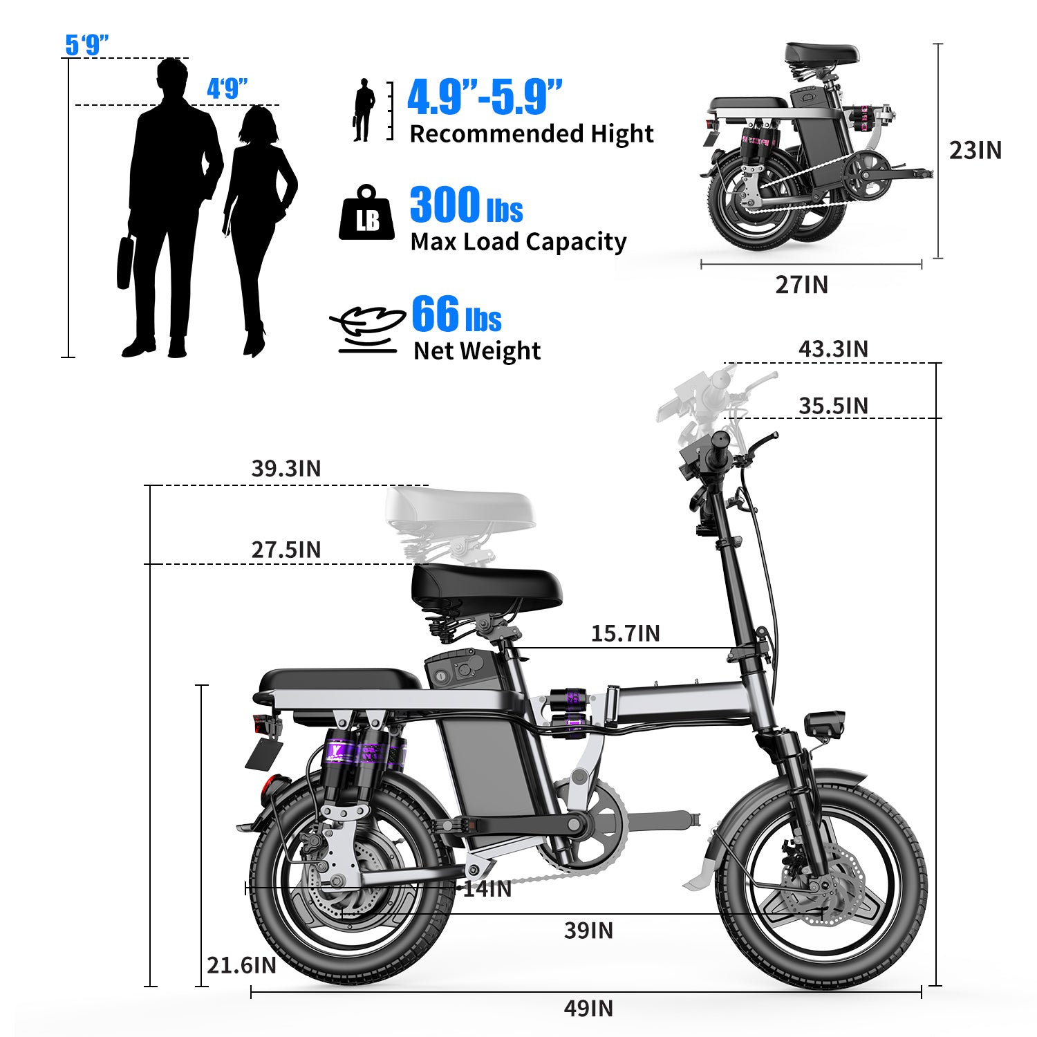 F12 new style 14 inch tire, adult electric bike, 650W motor