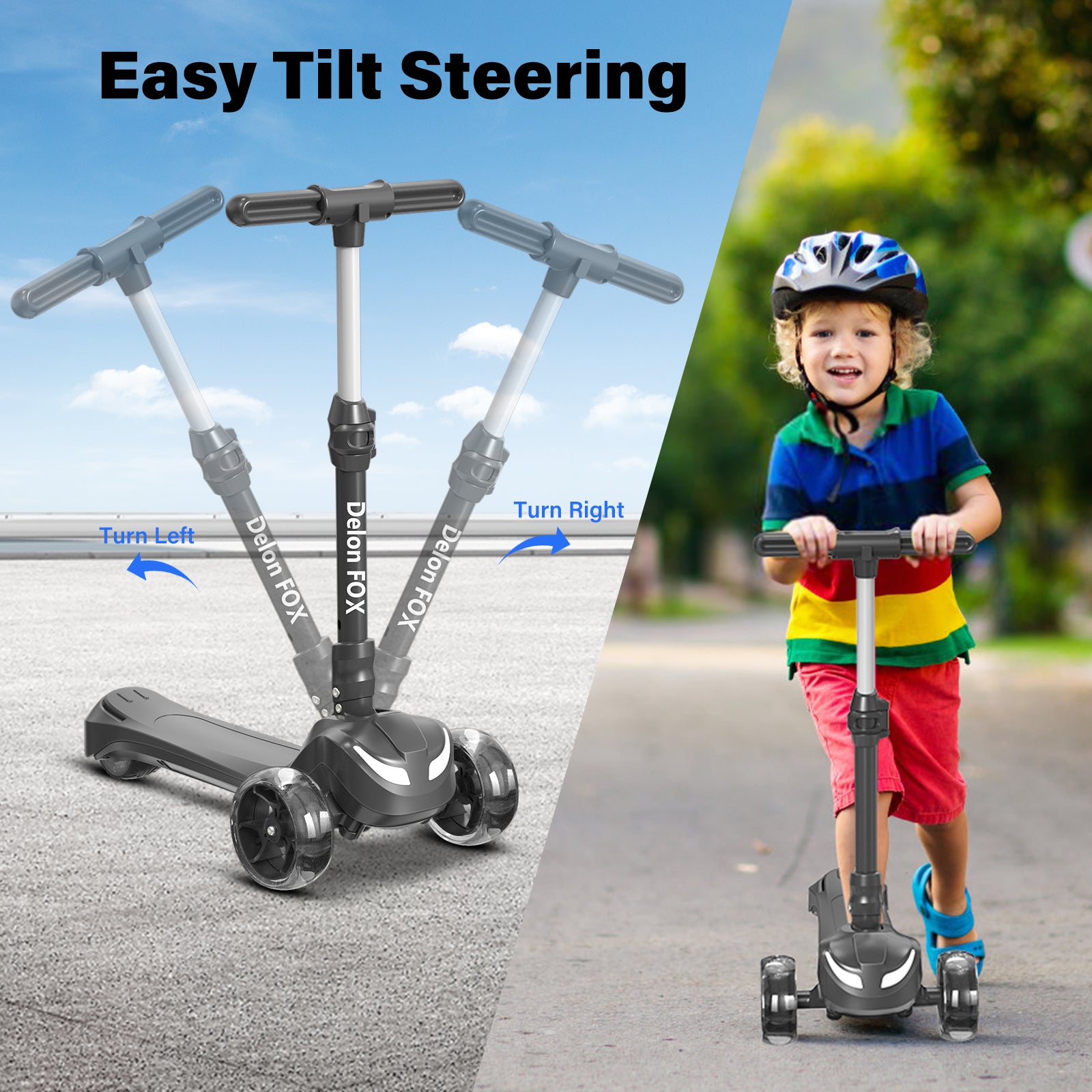 Newest Kids Scooter with Flashing Wheels, LCD Screen, Thumb Throttle, 3 Adjustable Heights,