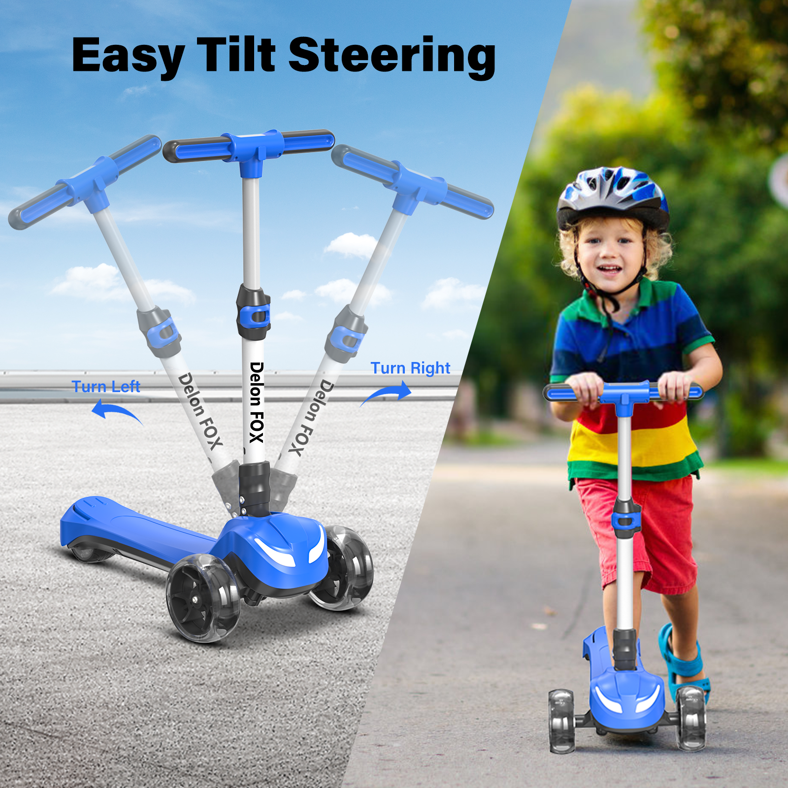 Newest Kids Scooter with Flashing Wheels, LCD Screen, Thumb Throttle, 3 Adjustable Heights, 5MPH Speed