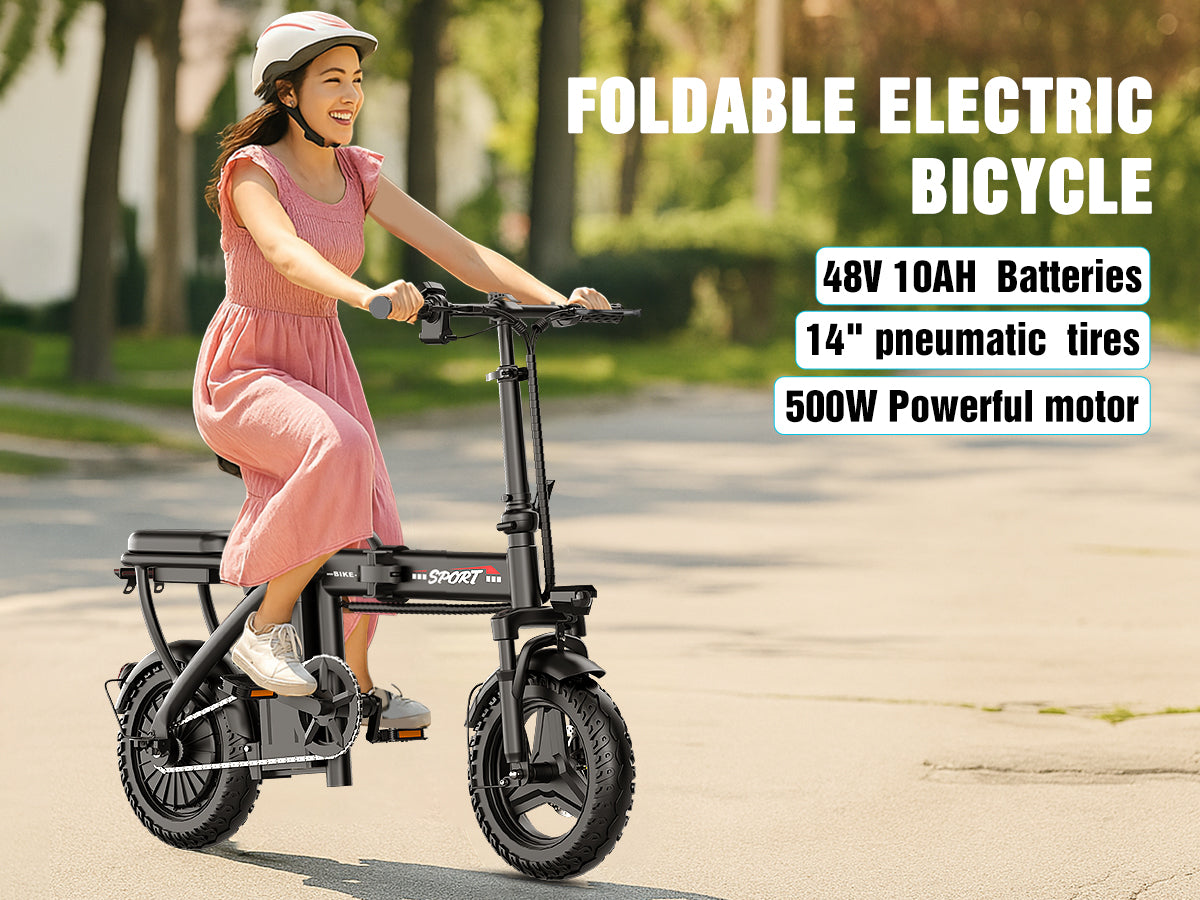 New Z6 Adult Electric Bike, 500W Motor, 20 MPH Folding Electric Bike