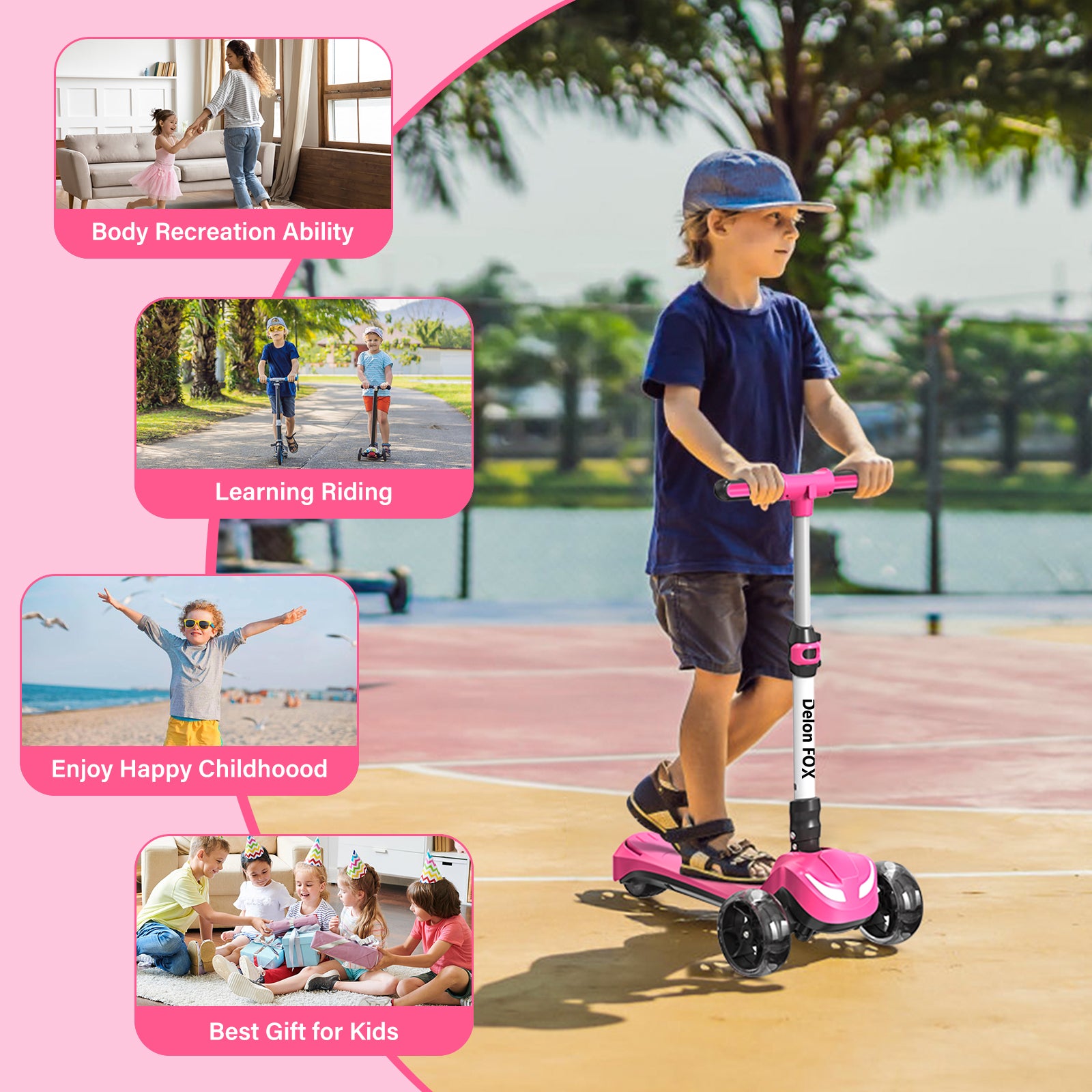 Newest Kids Scooter with Flashing Wheels, LCD Screen, Thumb Throttle！